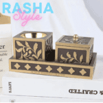 elegant set 3 pcs طقم  مبخرة وعلبة للبخور و صينية شكل جديد